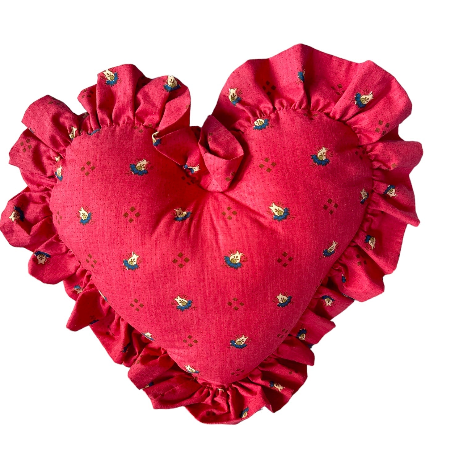Heart Ruffle Pillow - Vintage Pierre Deux Rose | Handmade from