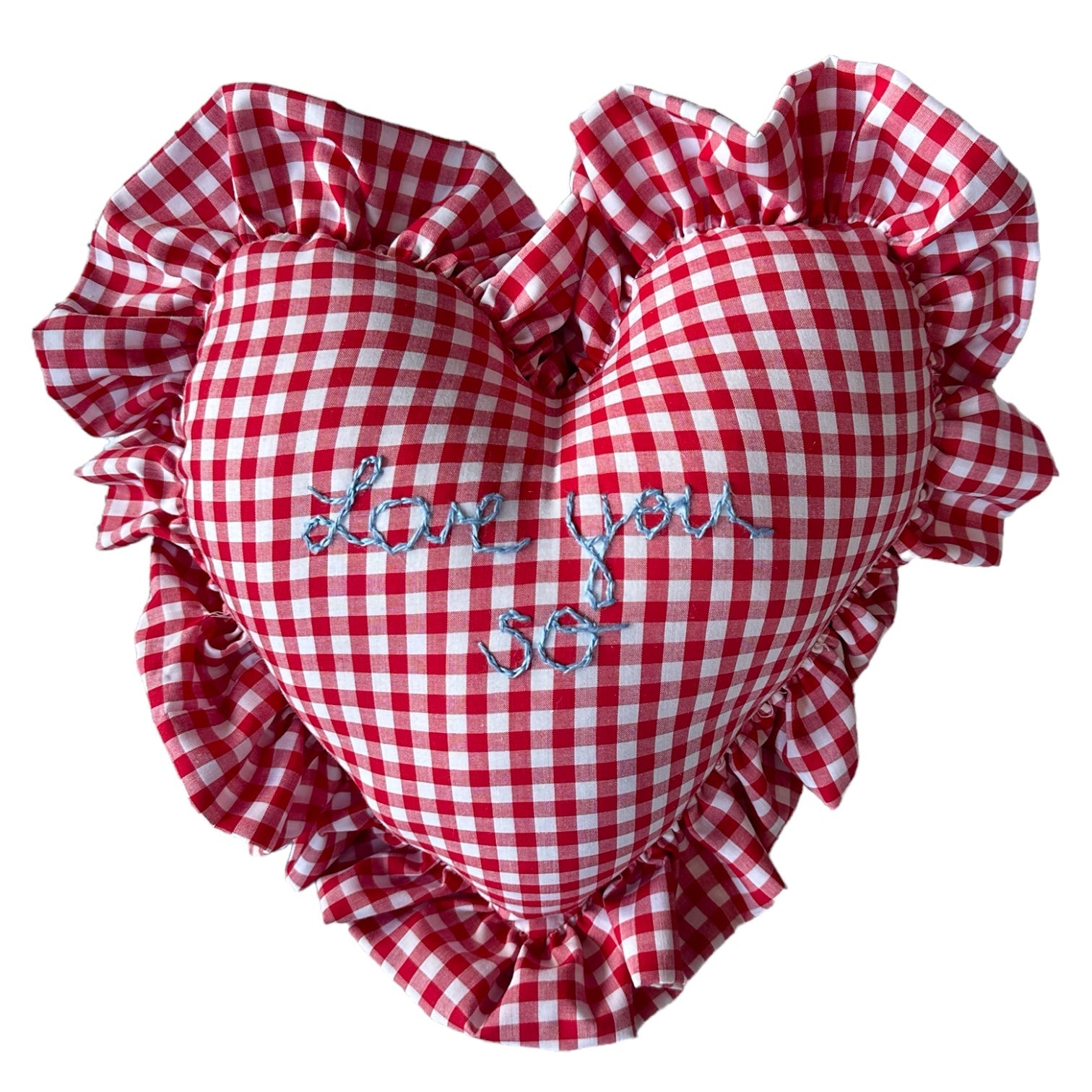 Heart Ruffle Pillow - red gingham - Premium  from Tricia Lowenfield Design 