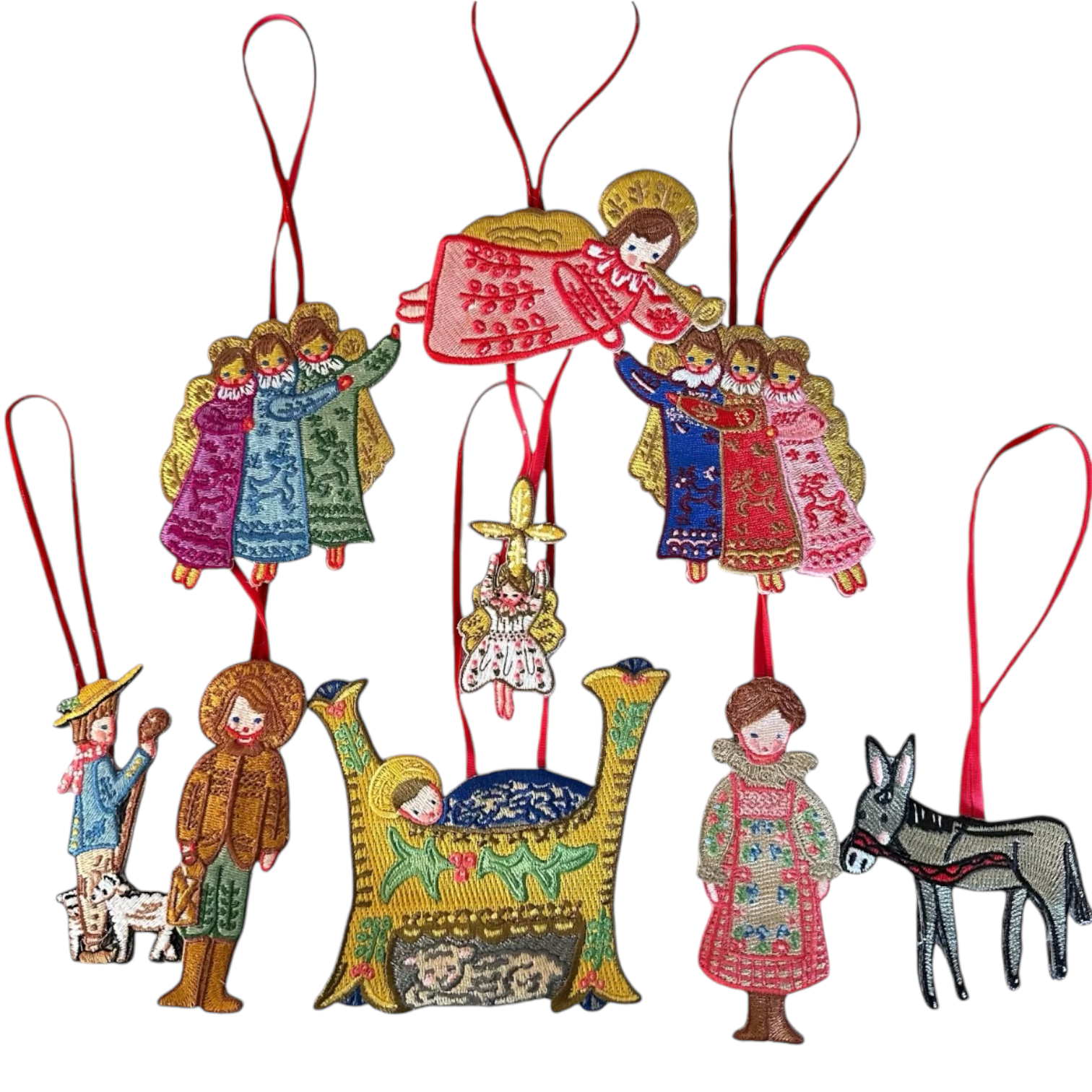 Nativity Embroidered Ornaments - Set of 6 - Premium  from Tricia Lowenfield Shop 