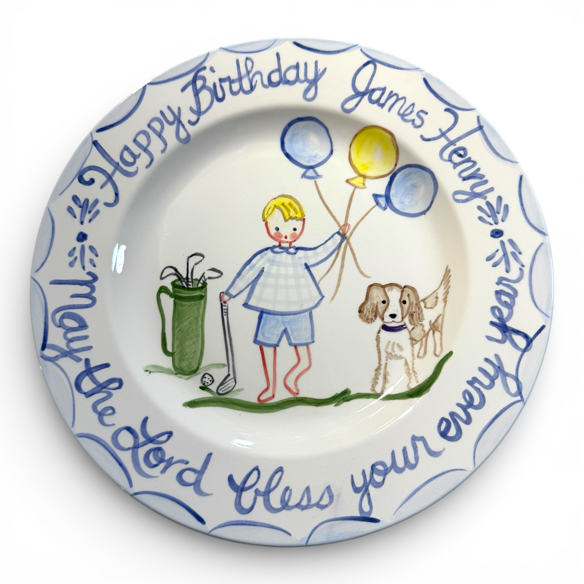 James Henry Birthday Plate (golf clubs and dog)
