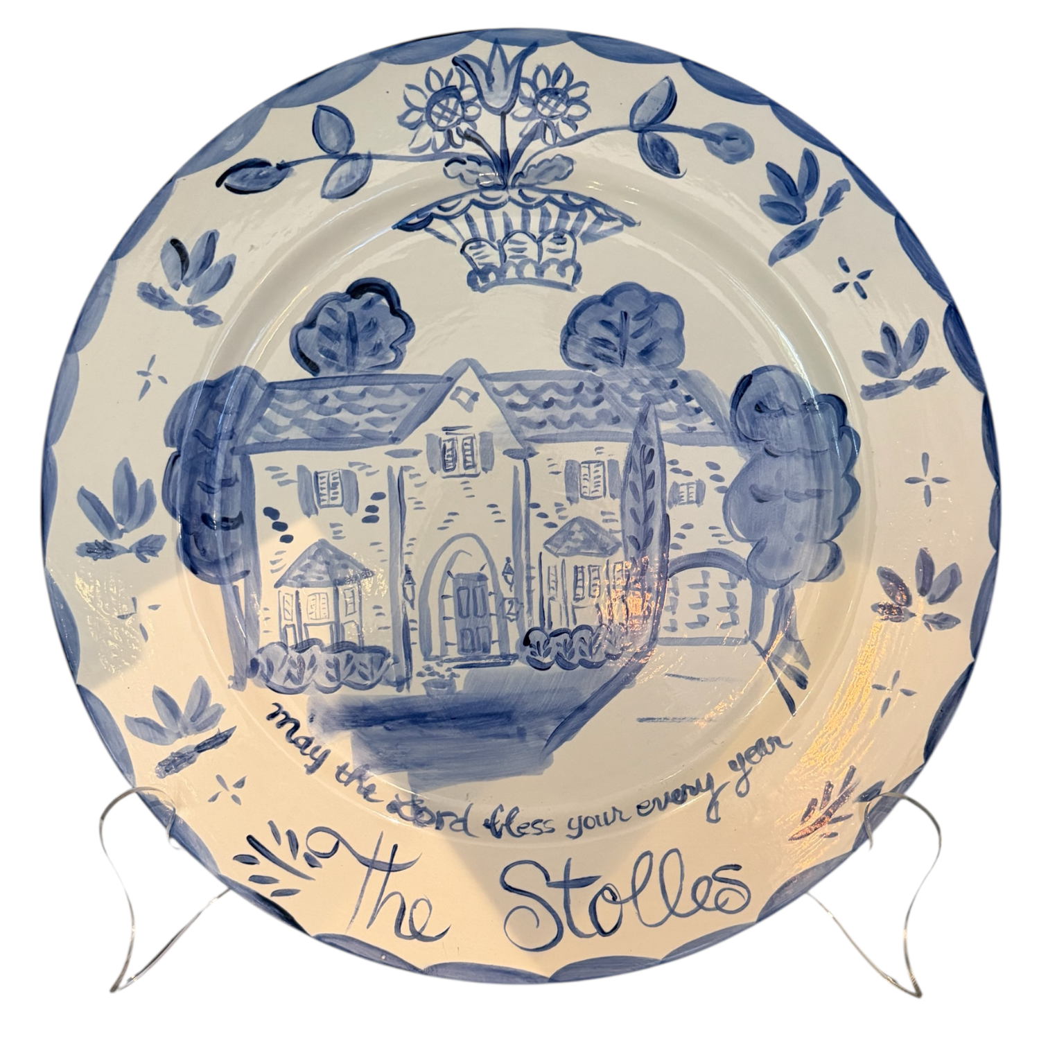 Large Custom Round Platter - House