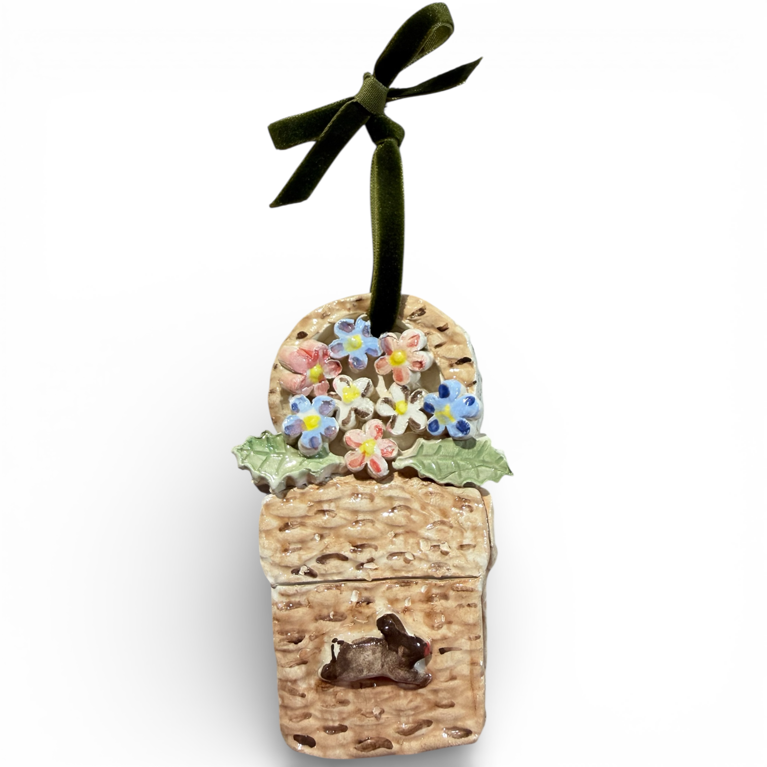 Easter ornament - Bunny Basket with Flowers