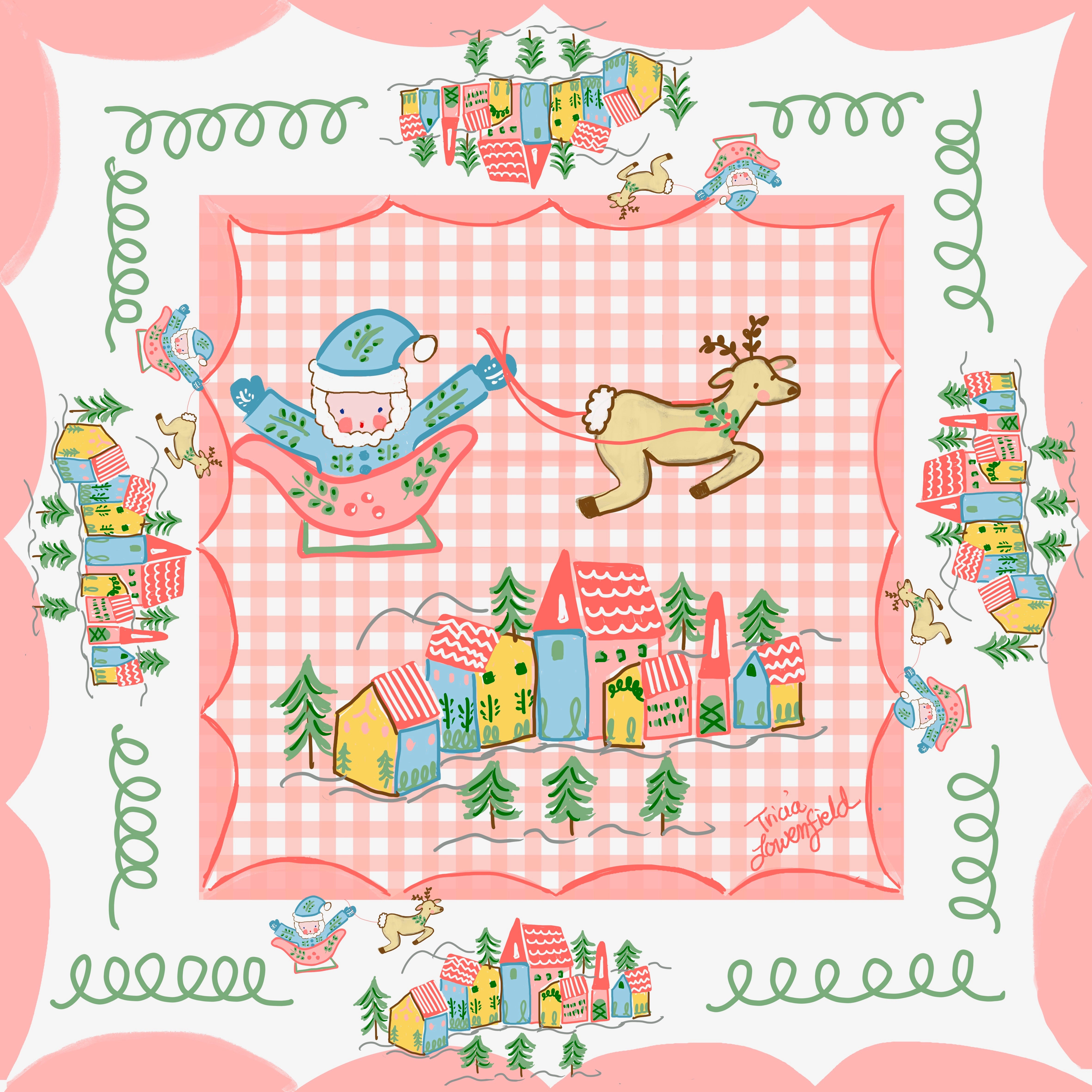 Santa Village Mahjong Mat (Made to Order)