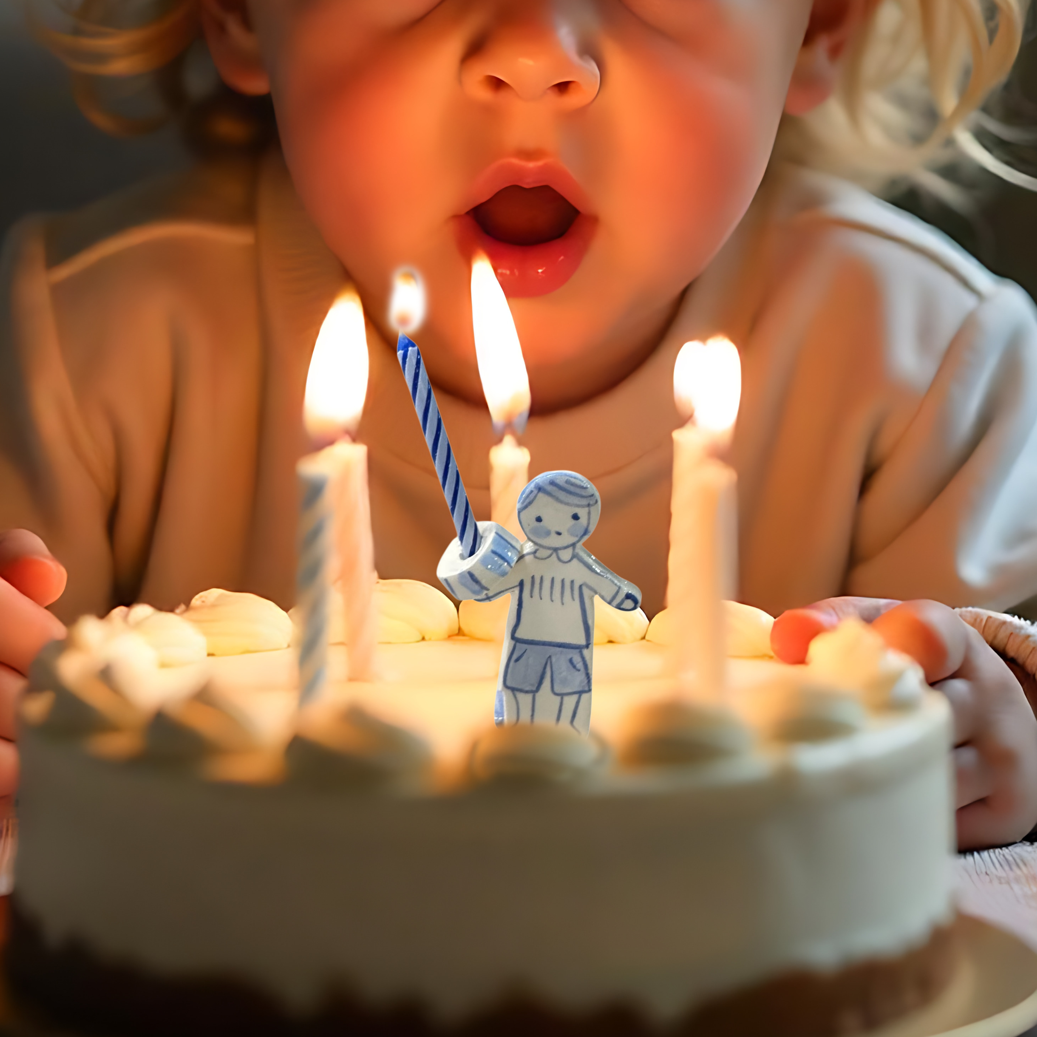 Cake Topper - Girl with Bow (Blue/white) - Premium Cake Topper from Tricia Lowenfield Design 