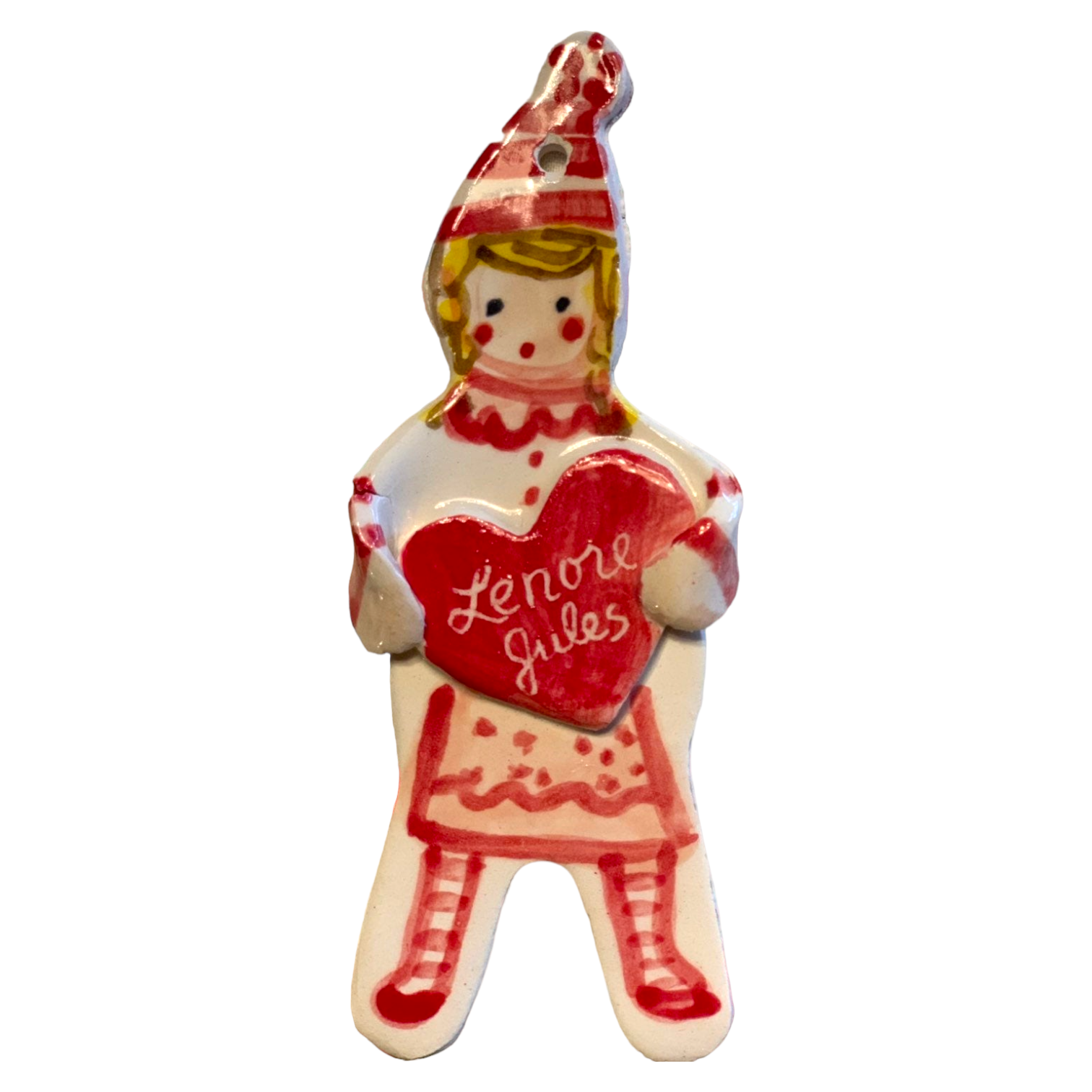 Christmas Girl Ornament - Red Heart