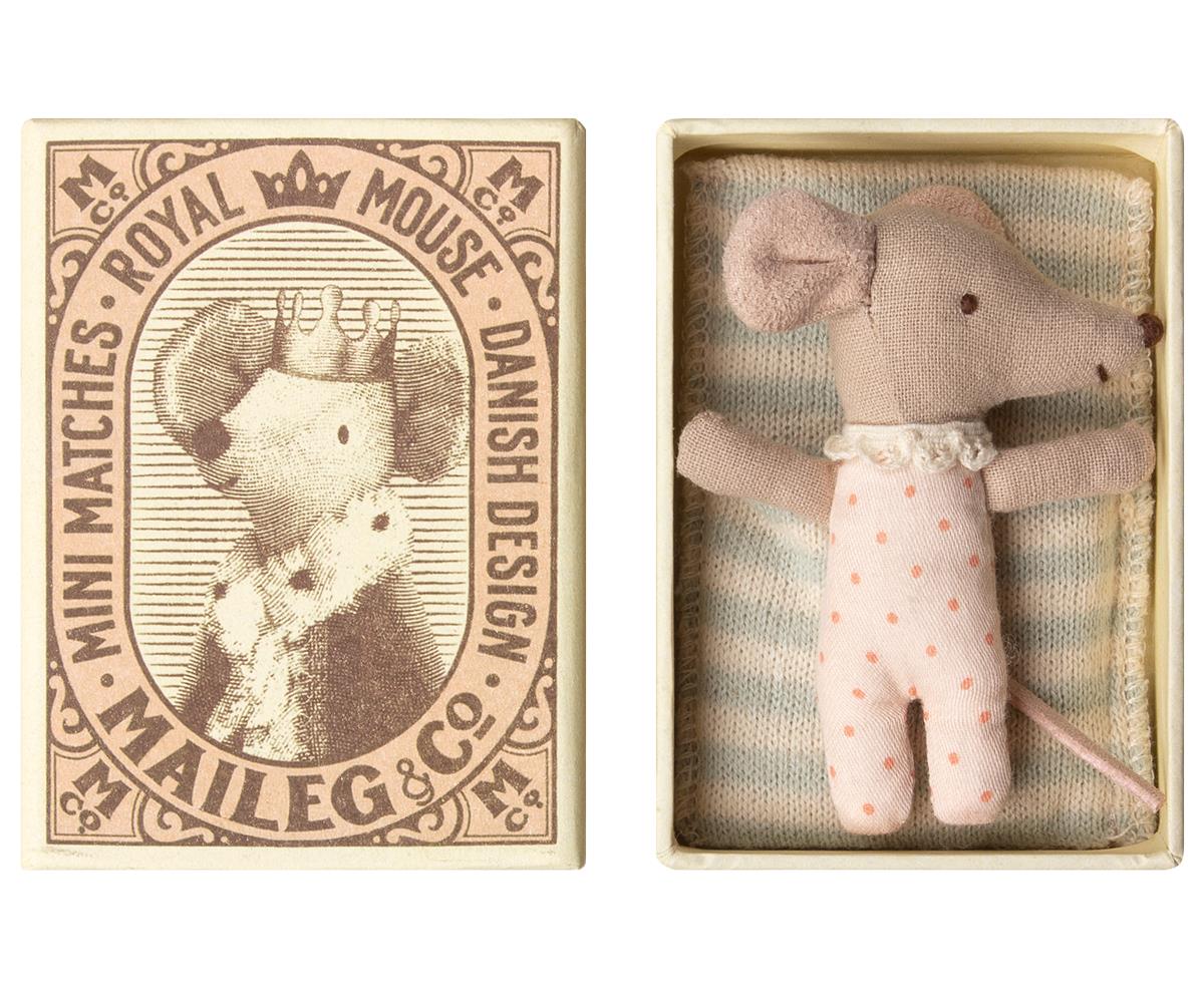 Maileg Baby Mouse in Matchbox- Girl