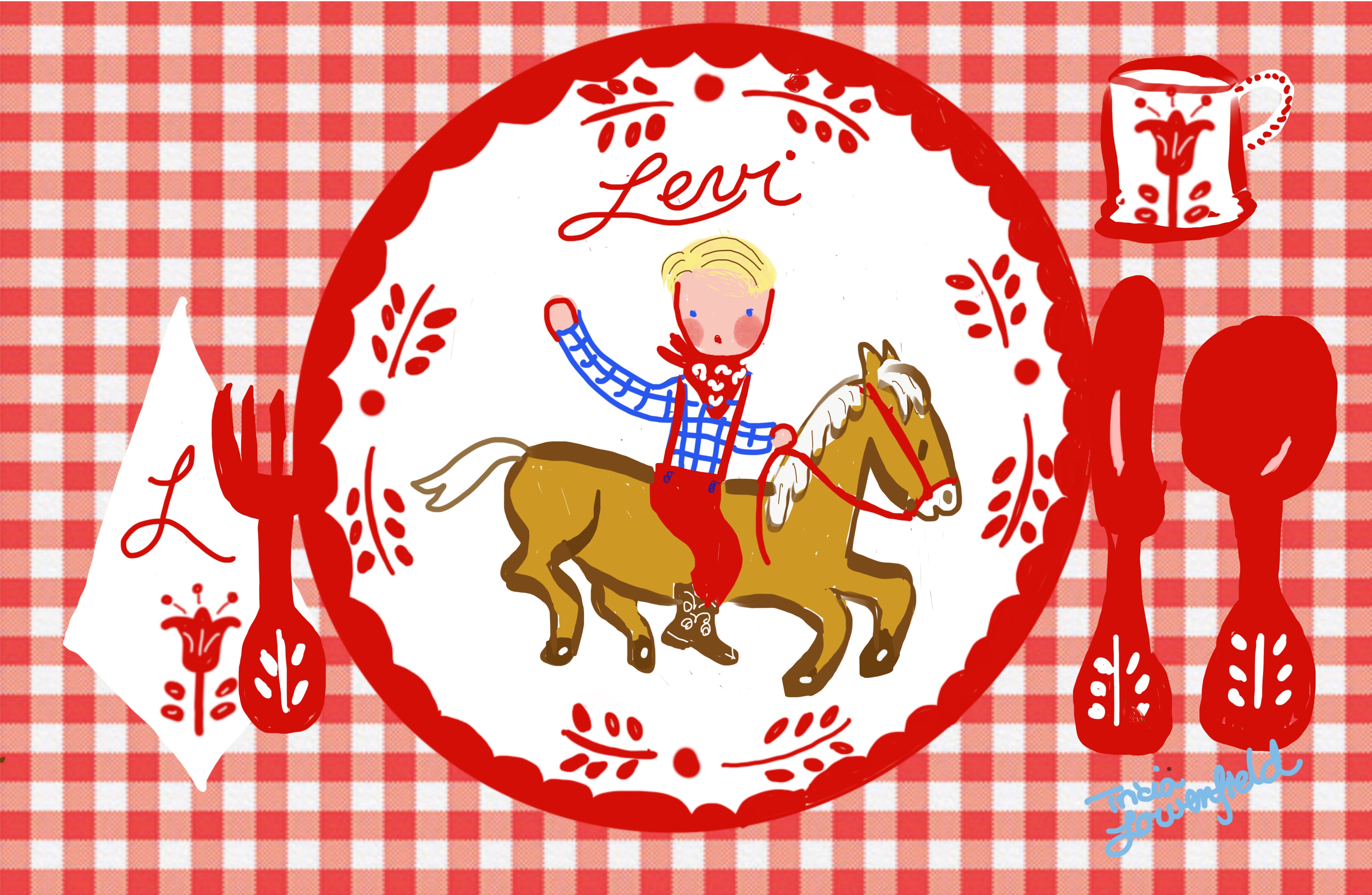 Laminated Placemat - Cowboy on Horse - Tricia Lowenfield Design
