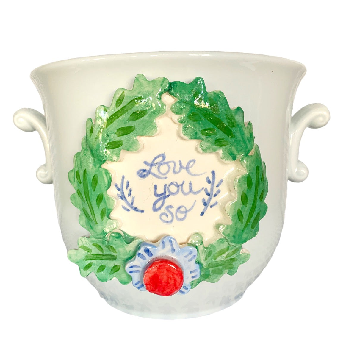 Cache Pot with Wreath and Flower - Premium  from Tricia Lowenfield Shop 