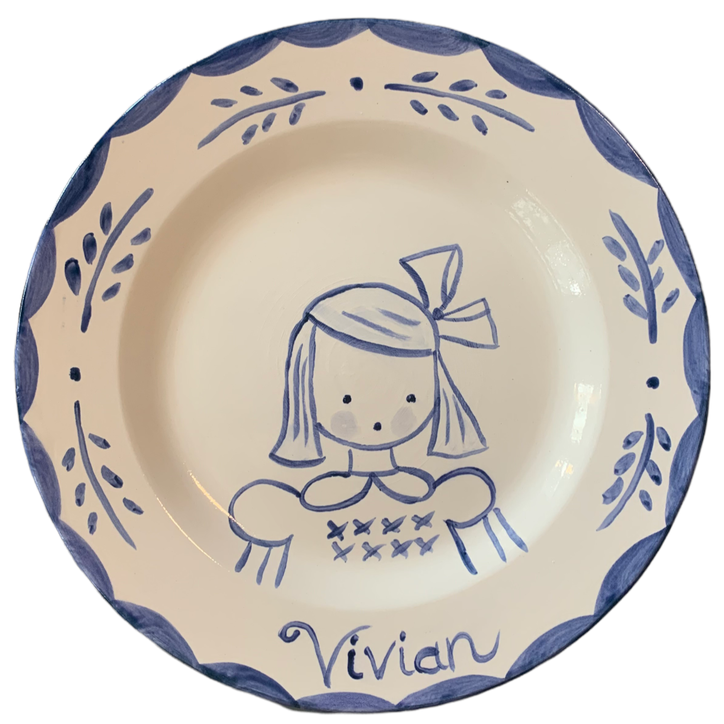 Simple Girl's Plate (blue and white) - Premium  from Tricia Lowenfield Design 