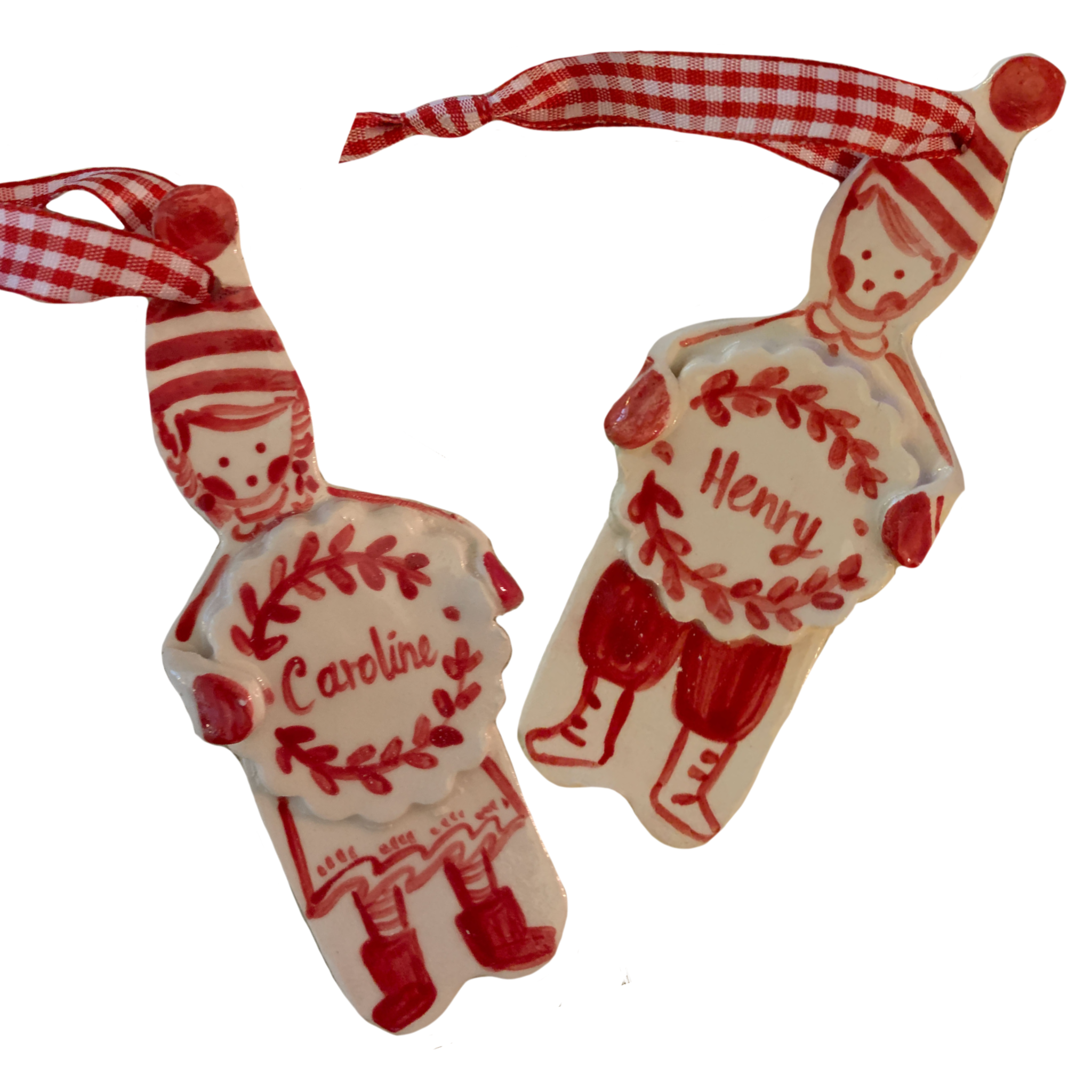 Wreath Girl Ornament - Red - Premium  from Tricia Lowenfield Design 