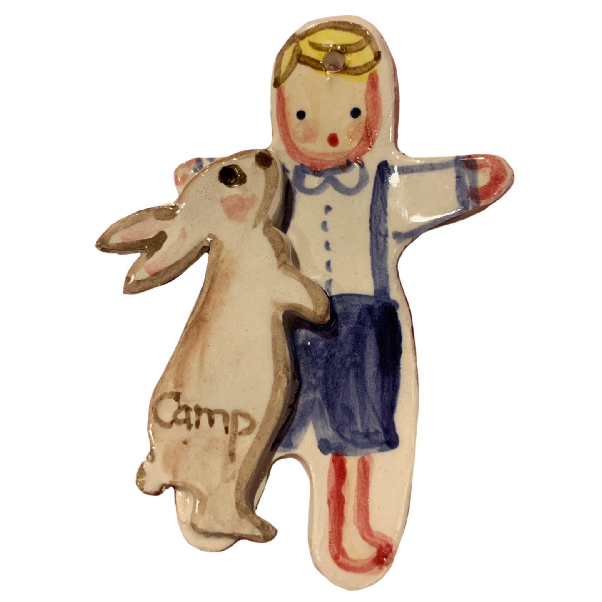 Boy with Bunny ornament - Tricia Lowenfield Design