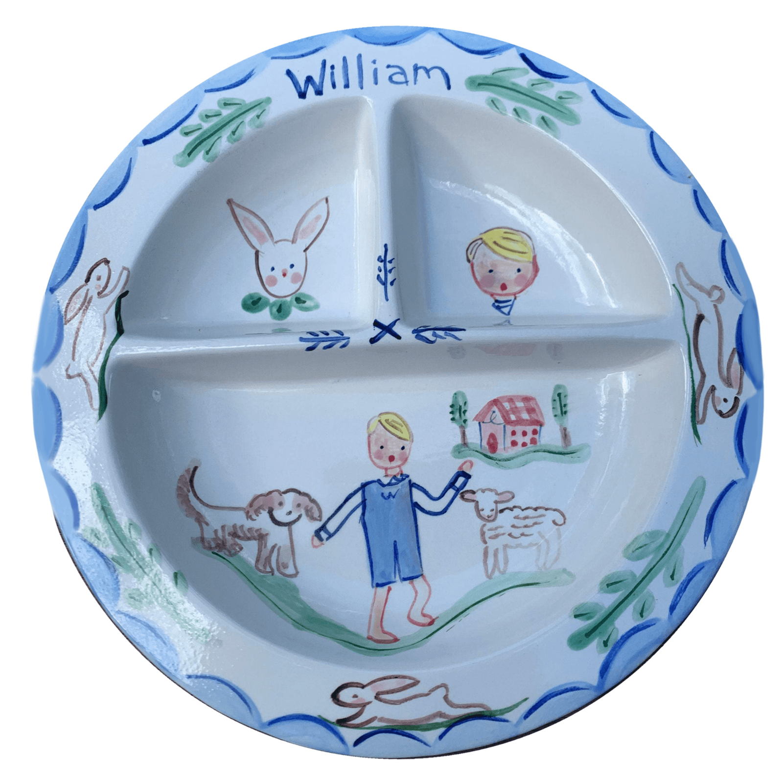 Baby Divided Bowl - Bunnies Dog Sheep