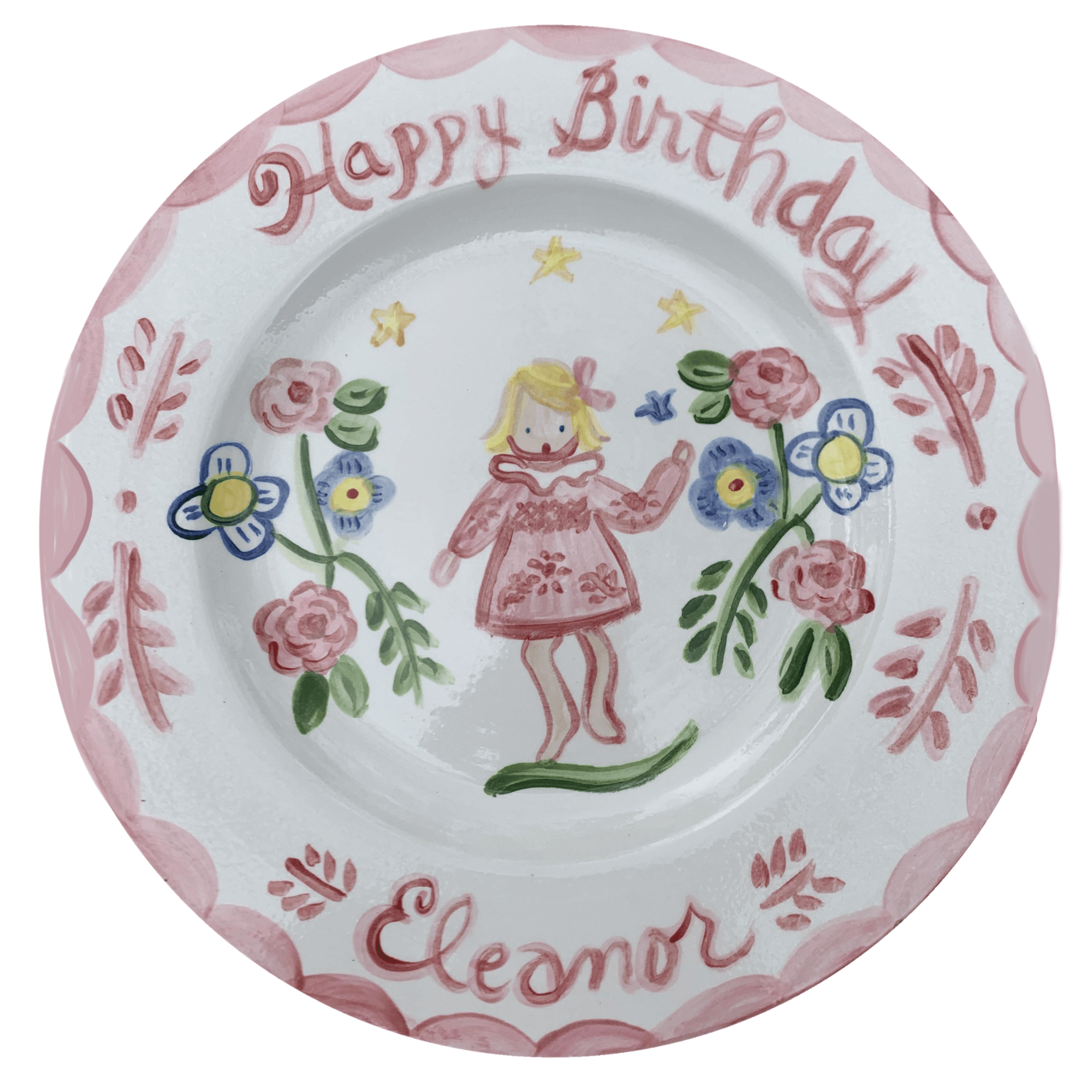 Birthday Plate - Girl with Tall Flowers - Tricia Lowenfield Design