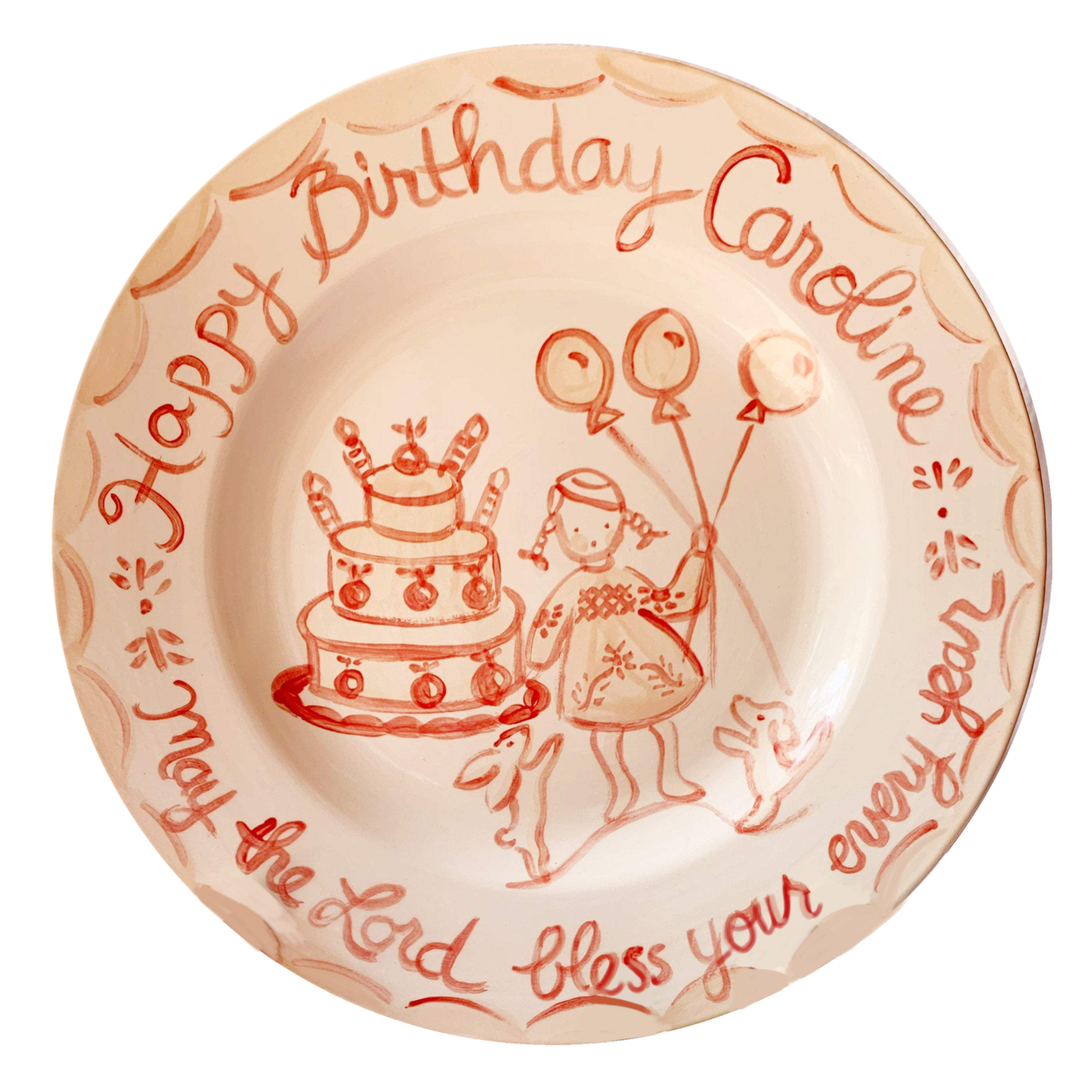 Birthday Plate - Pink/Red Party Girl - Tricia Lowenfield Design