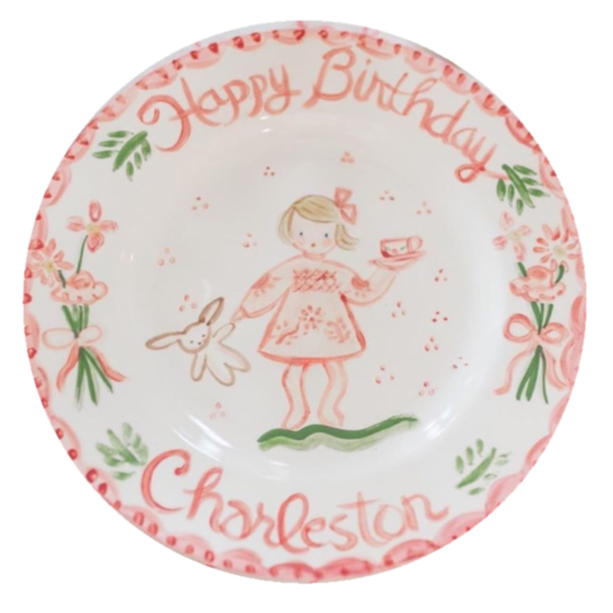 Birthday Plate -Pink/Green - Tricia Lowenfield Design