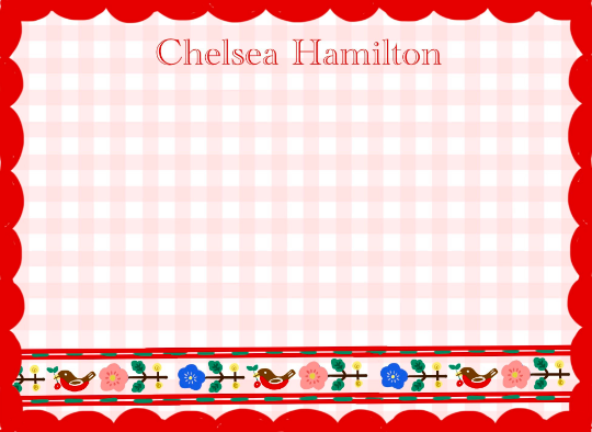Personalized Notecards with Envelopes - Pink Gingham - Tricia Lowenfield Design