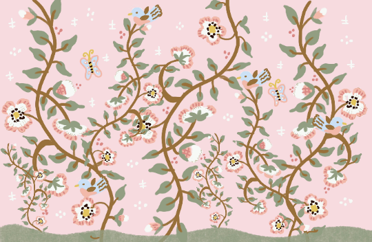Laminated Placemat - Pink and Sage Floral - Tricia Lowenfield Design