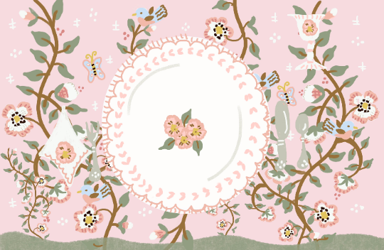 Laminated Placemat - Pink and Sage Floral - Tricia Lowenfield Design