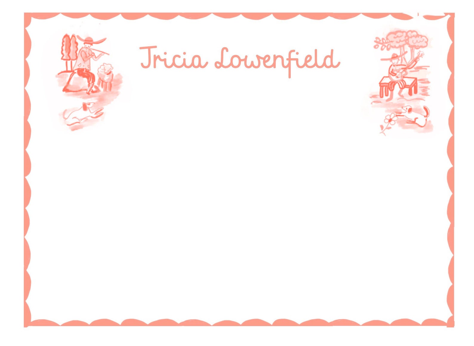 Personalized Notecards with Envelopes - Pink Pastoral - Tricia Lowenfield Design