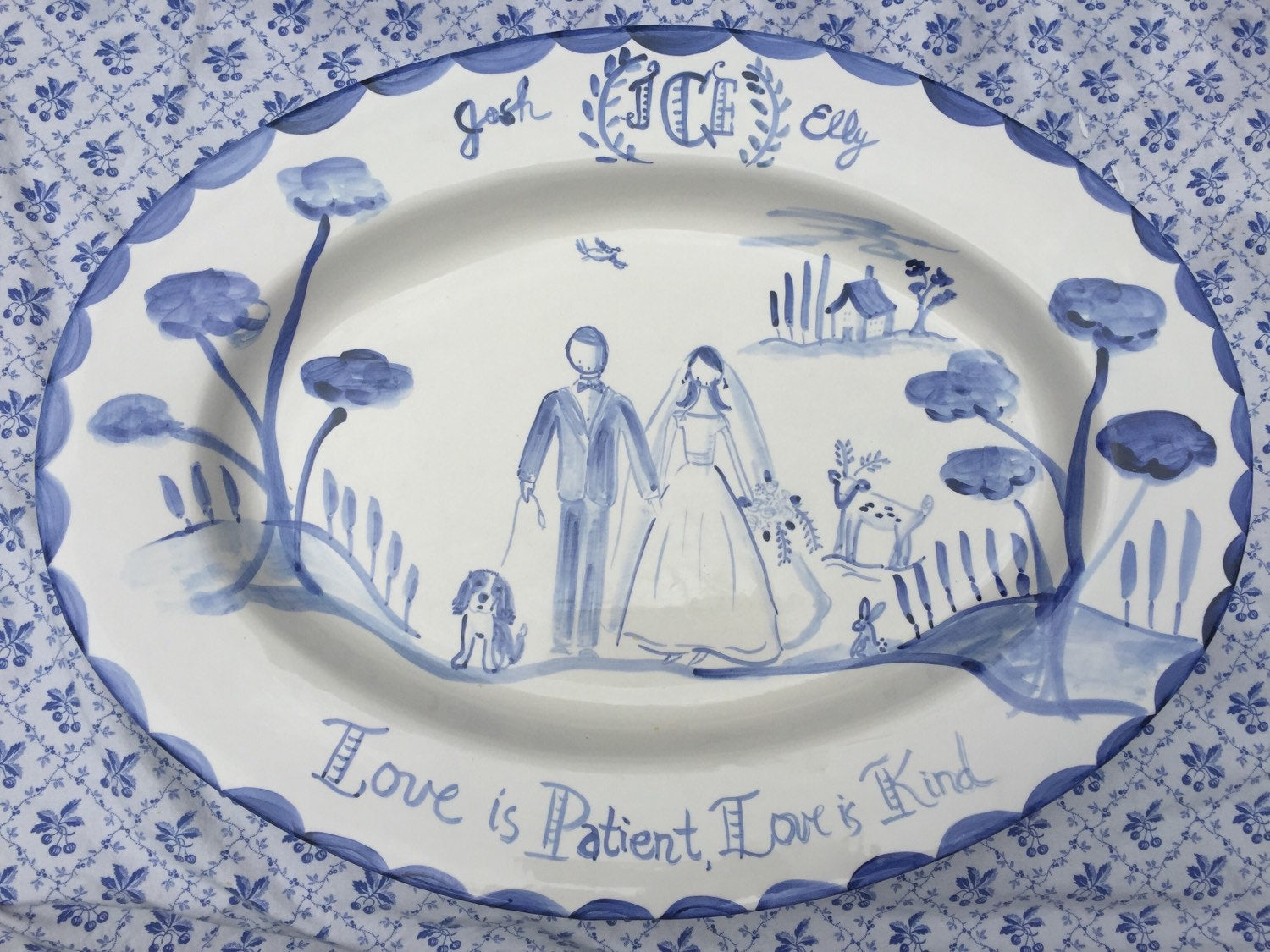 Large Custom Platter - Love is Patient, Love is Kind - Tricia Lowenfield Design