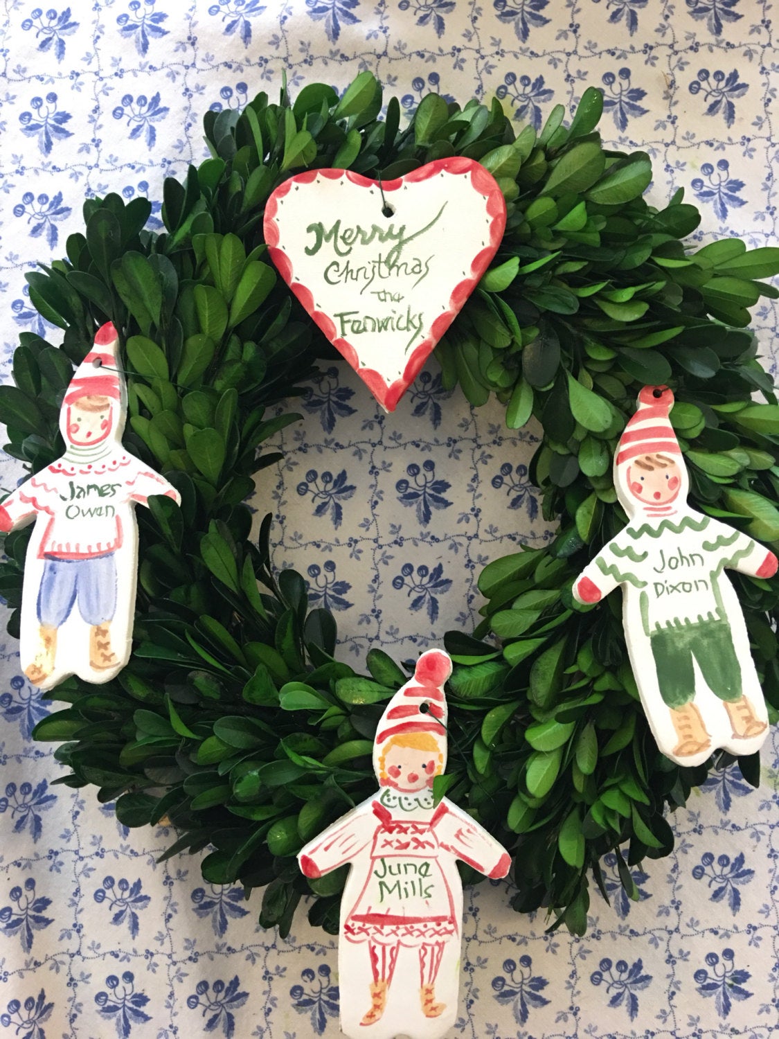 Christmas Boy Ornament - green - Tricia Lowenfield Design