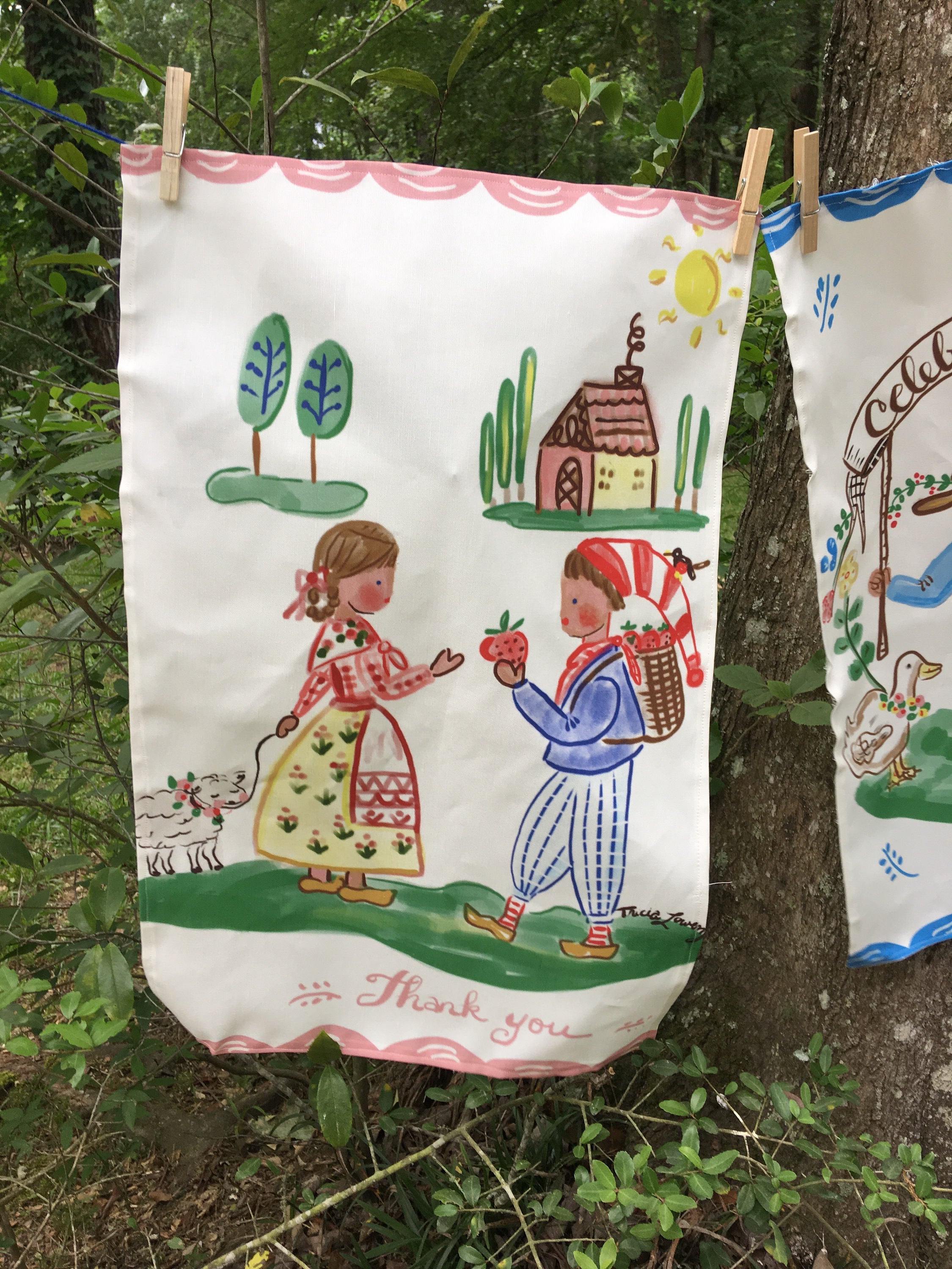 Tea Towel - Folk Art - Tricia Lowenfield Design