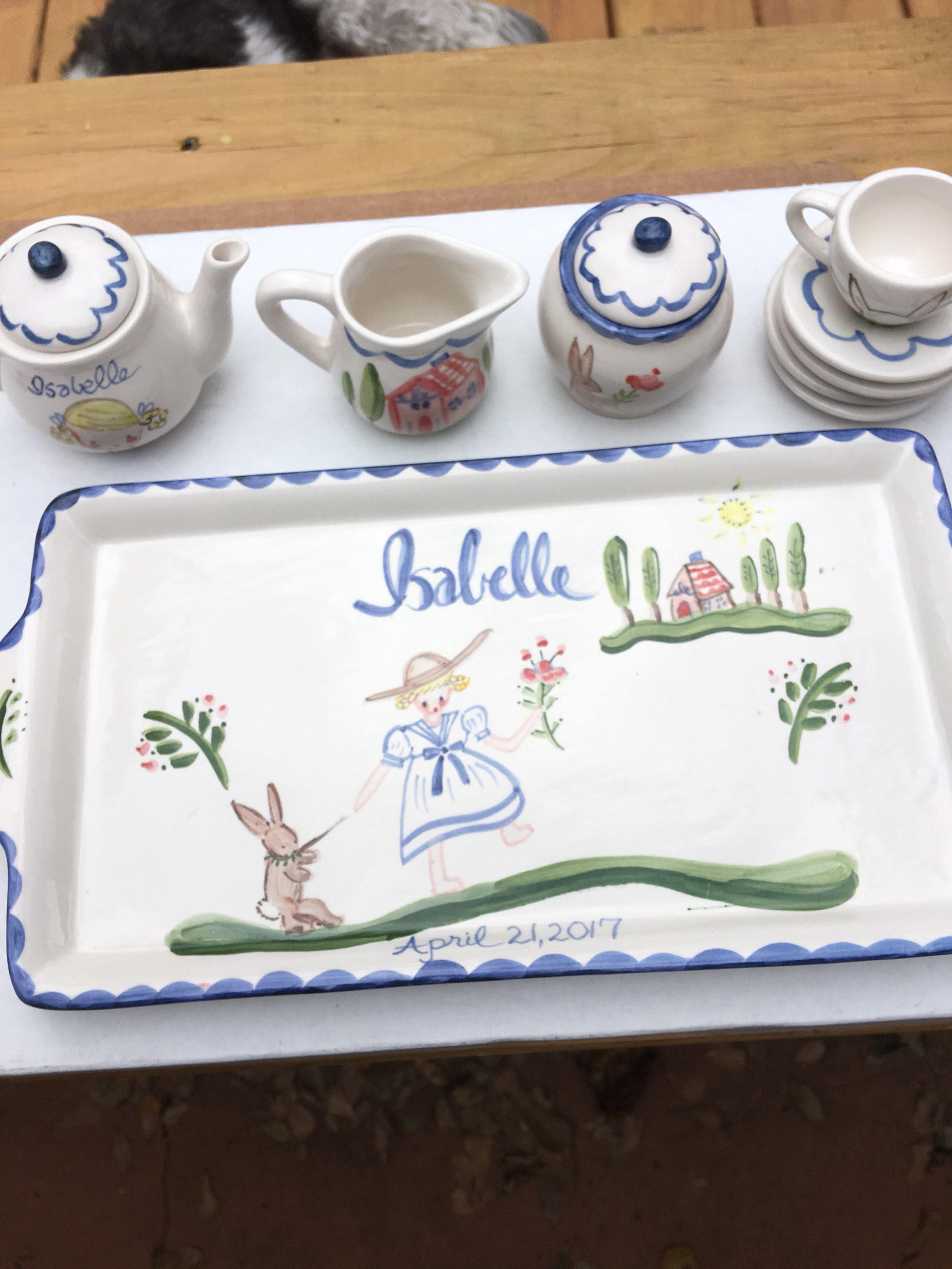 Childs Tea Set, Personalized,Hand Painted Tea Set, Gift for Girl, Personalized