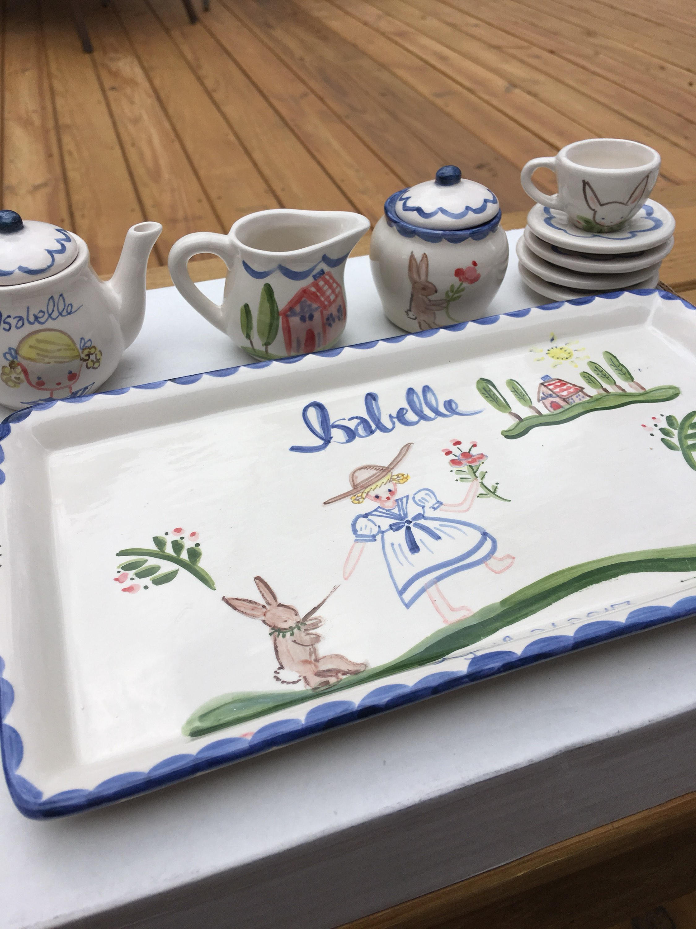 Childs Tea Set, Personalized,Hand Painted Tea Set, Gift for Girl, Personalized