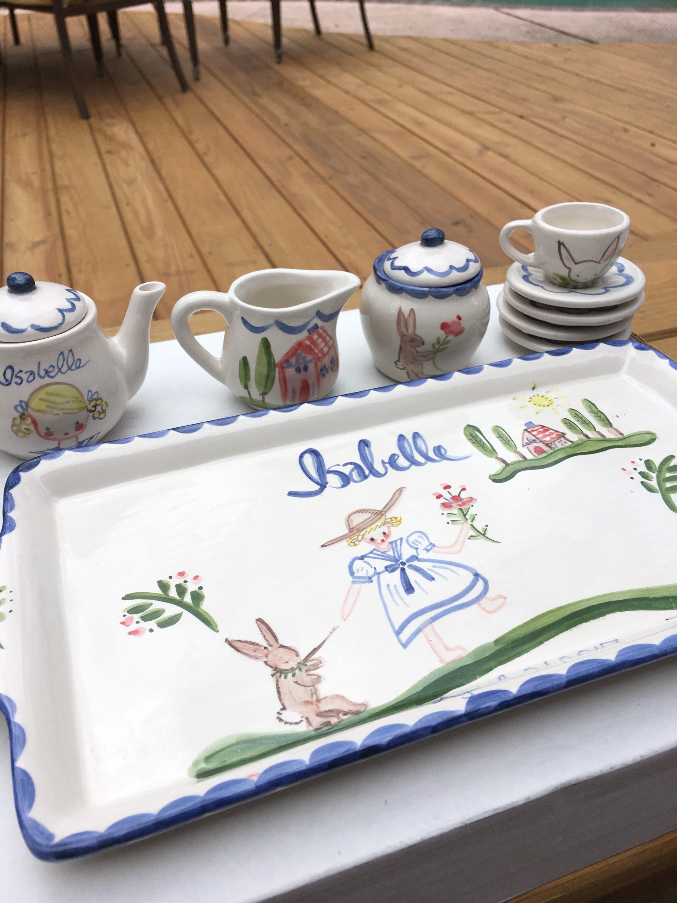 Childs Tea Set, Personalized,Hand Painted Tea Set, Gift for Girl, Personalized