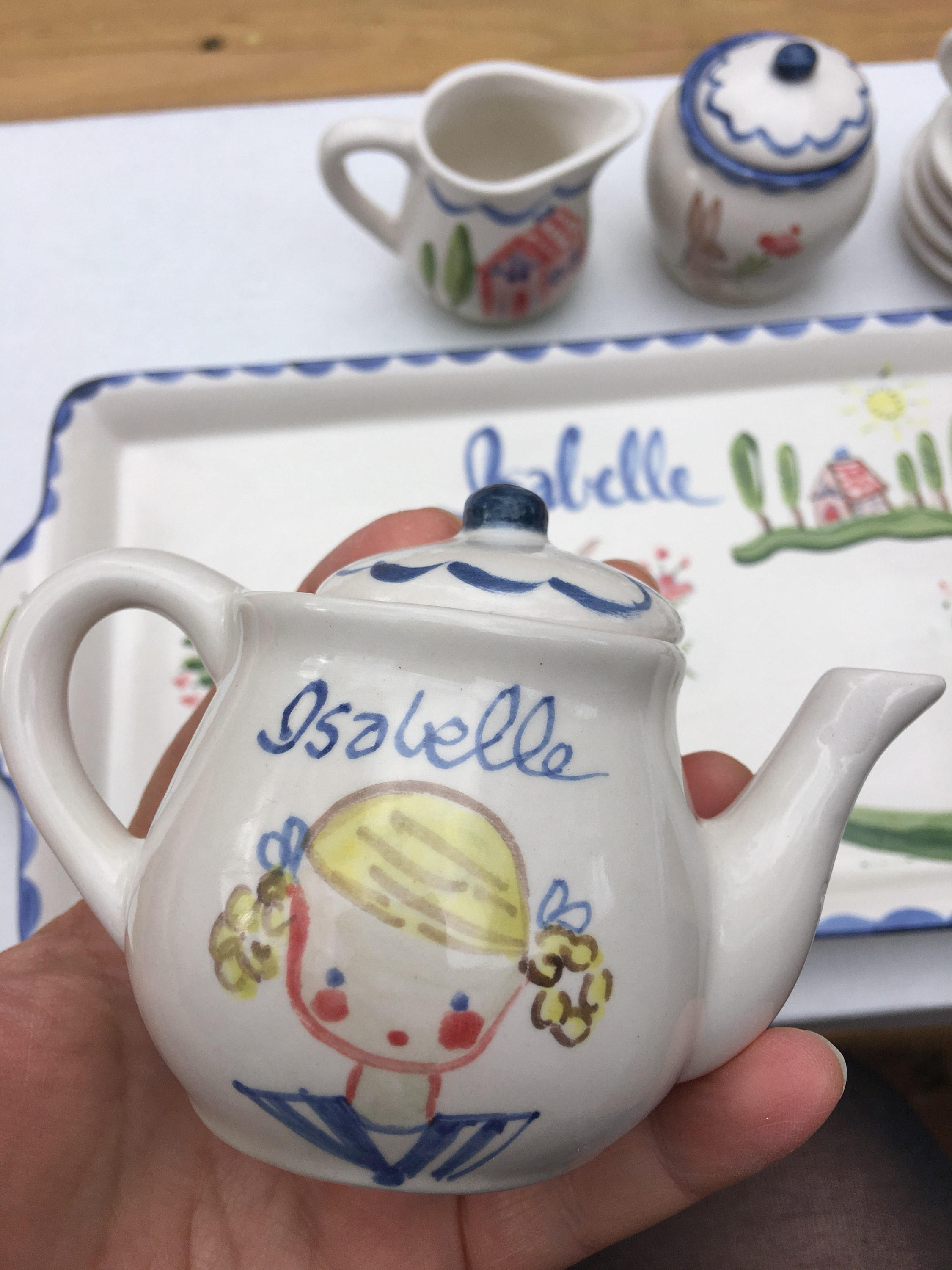 Childs Tea Set, Personalized,Hand Painted Tea Set, Gift for Girl, Personalized