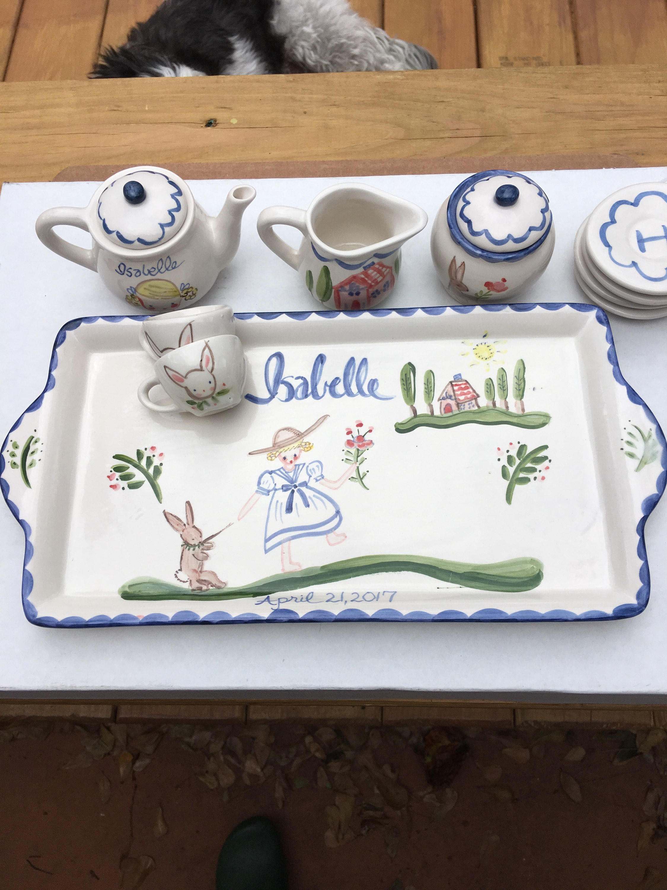 Childs Tea Set, Personalized,Hand Painted Tea Set, Gift for Girl, Personalized