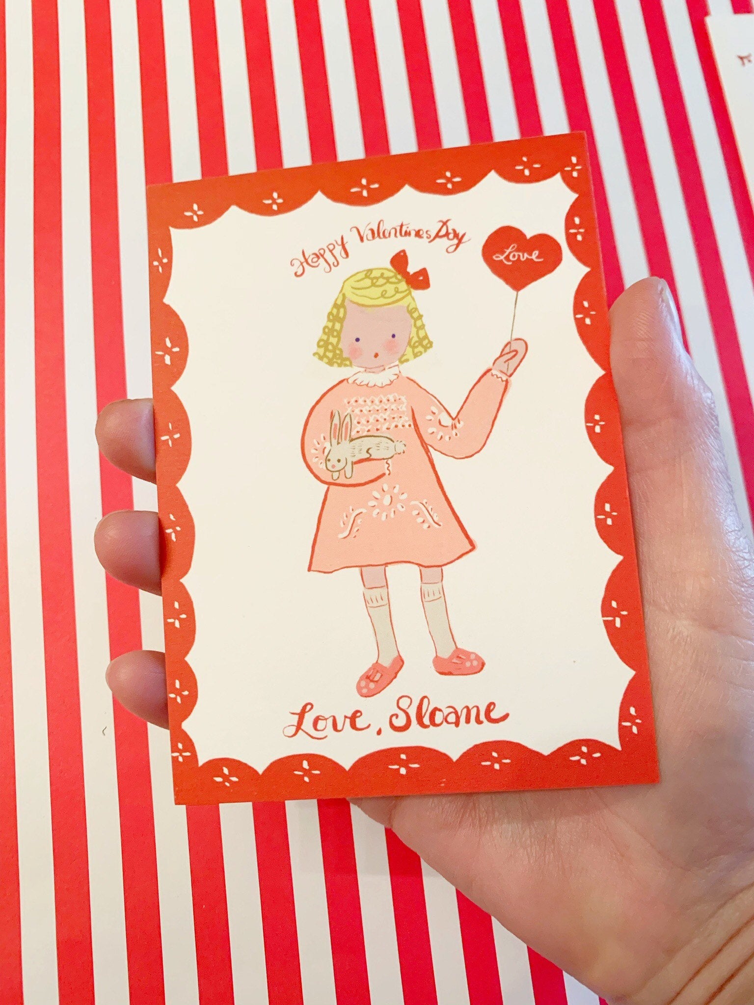 Valentine Cards - Girl in White Dress