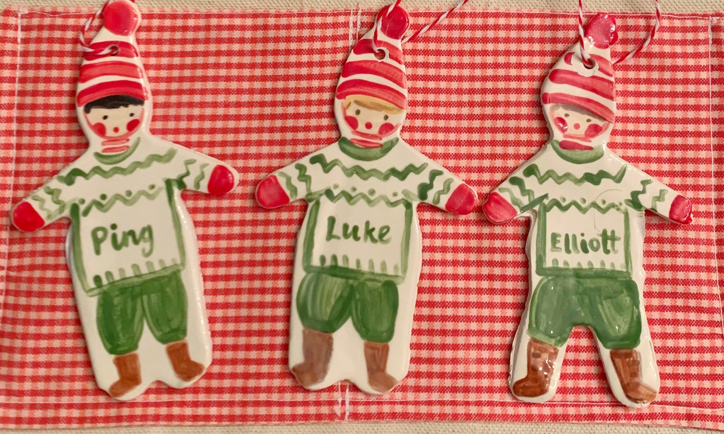 Christmas Boy Ornament - green - Tricia Lowenfield Design