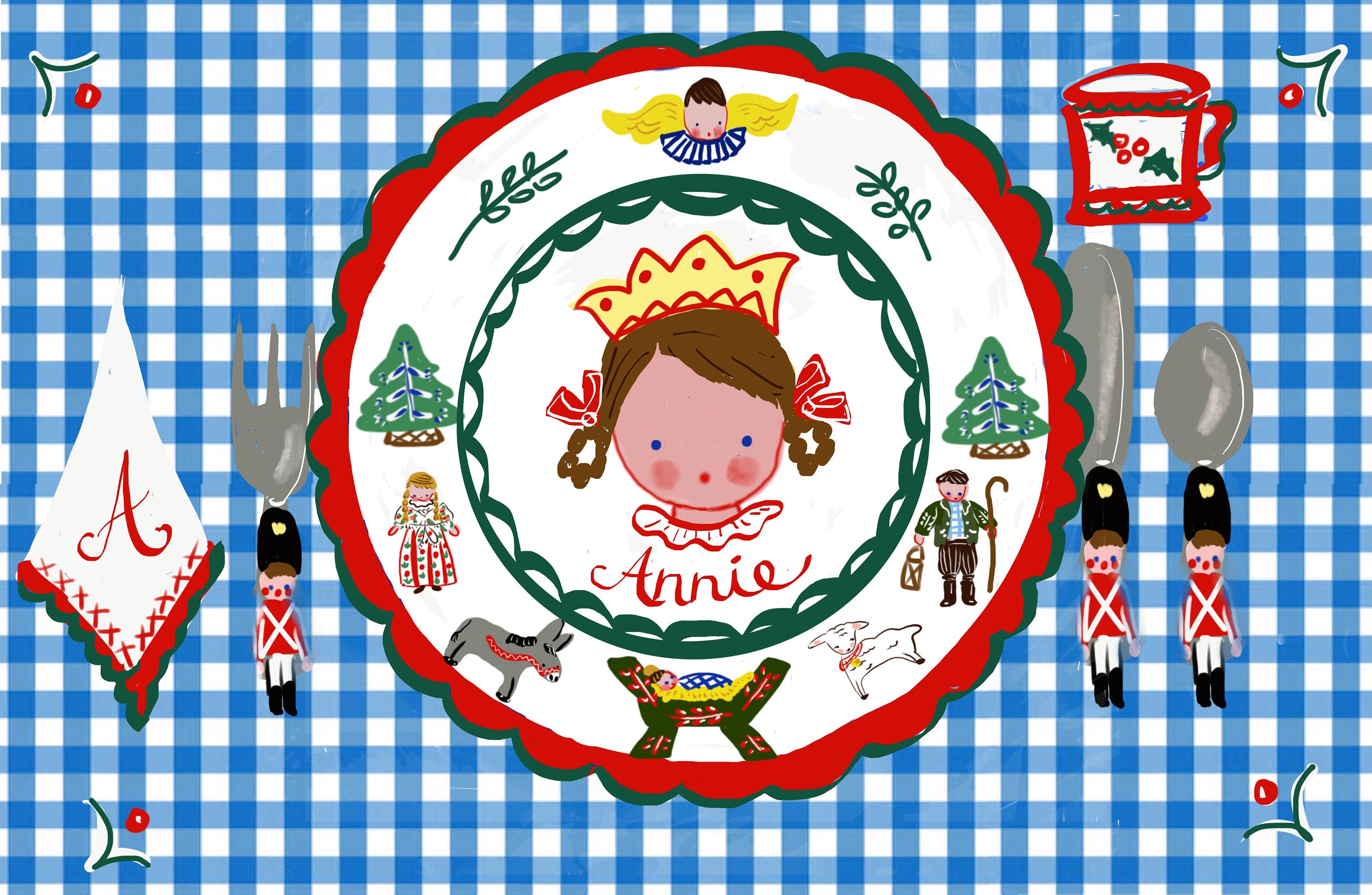Christmas Laminated Placemat - Tricia Lowenfield Design
