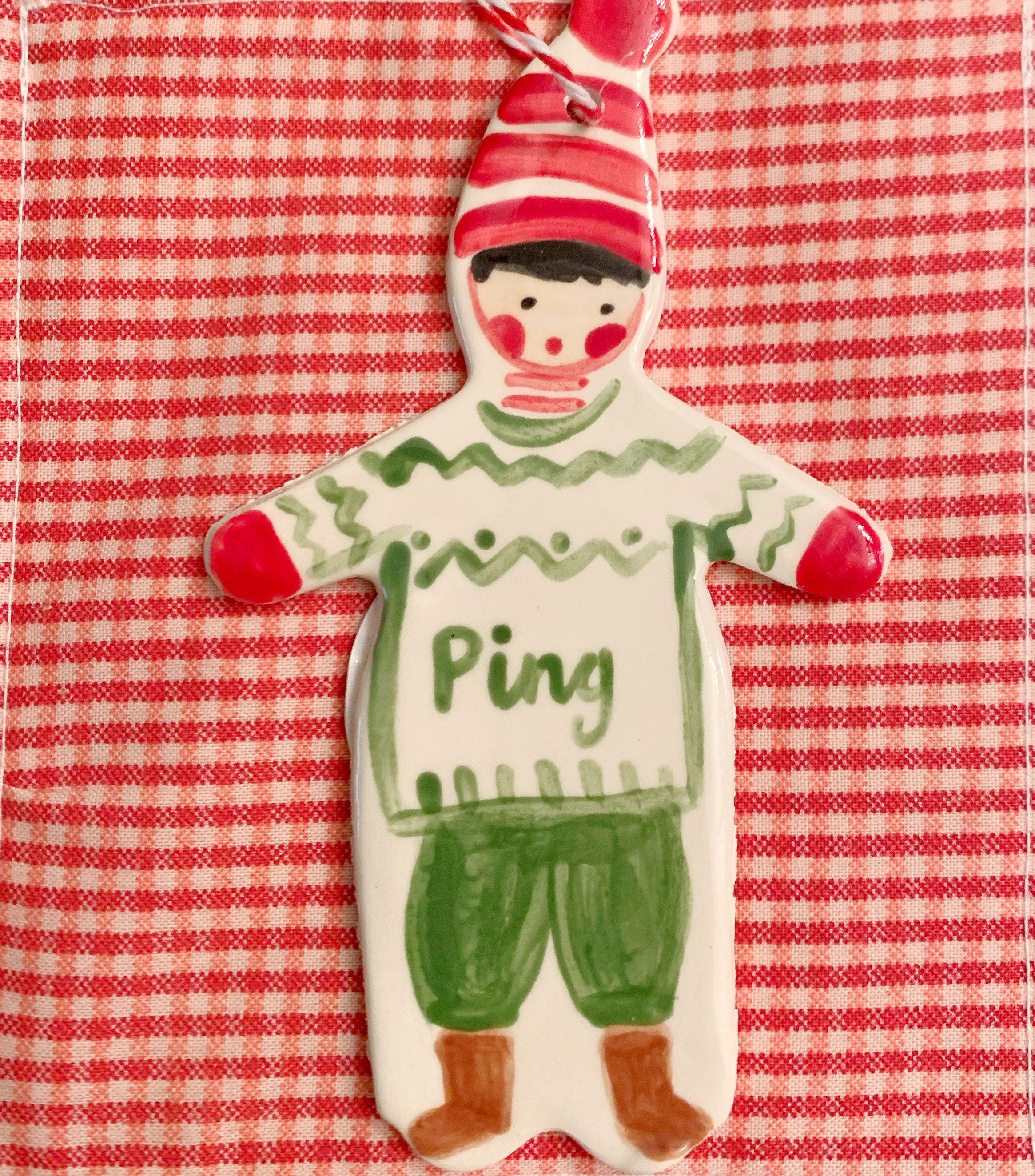 Christmas Boy Ornament - green - Premium  from Tricia Lowenfield Shop 