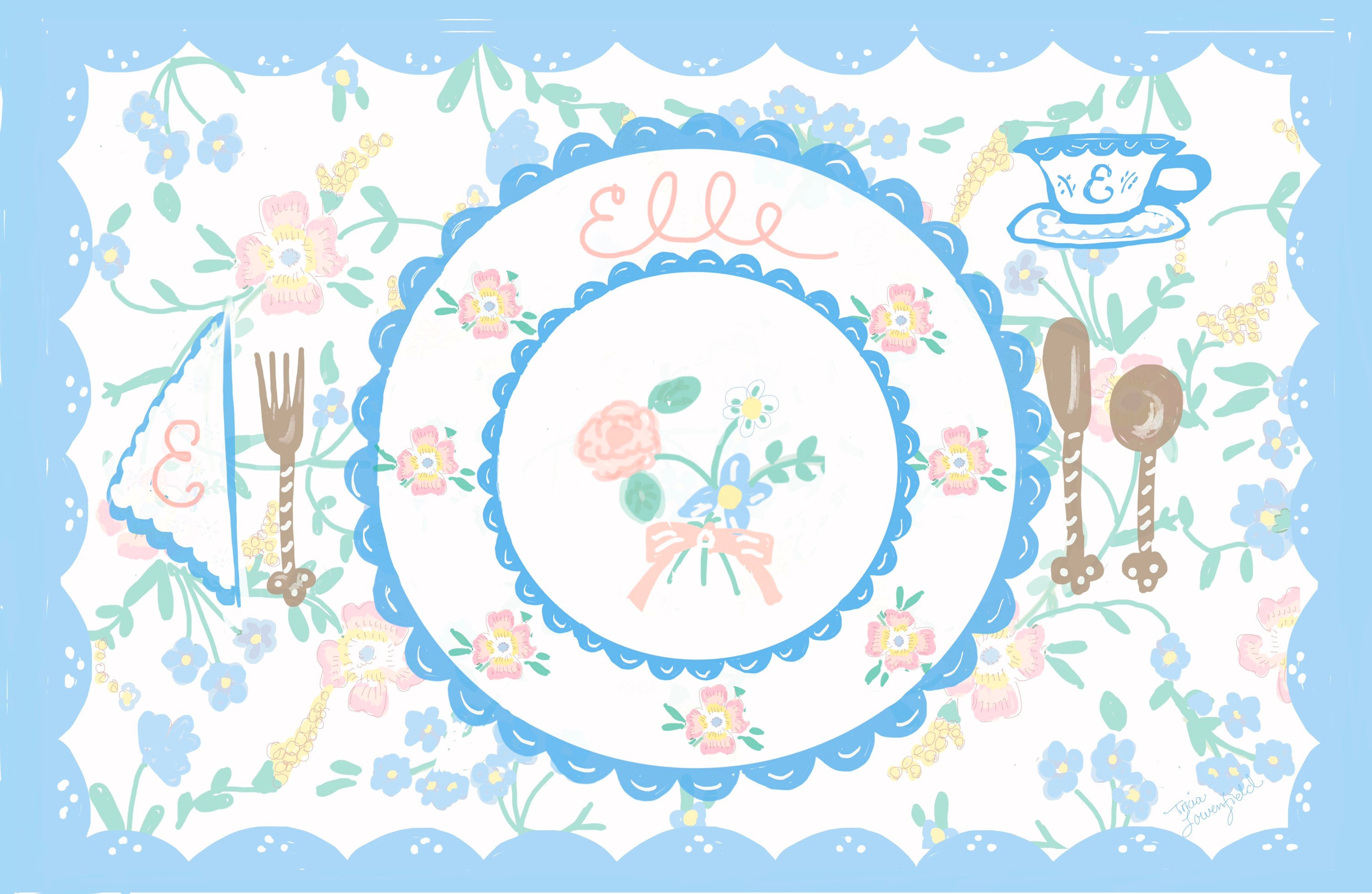 Laminated Placemat - Pastel Wallpaper Print (Collaboration with Born on Fifth) - Premium  from Tricia Lowenfield Design 