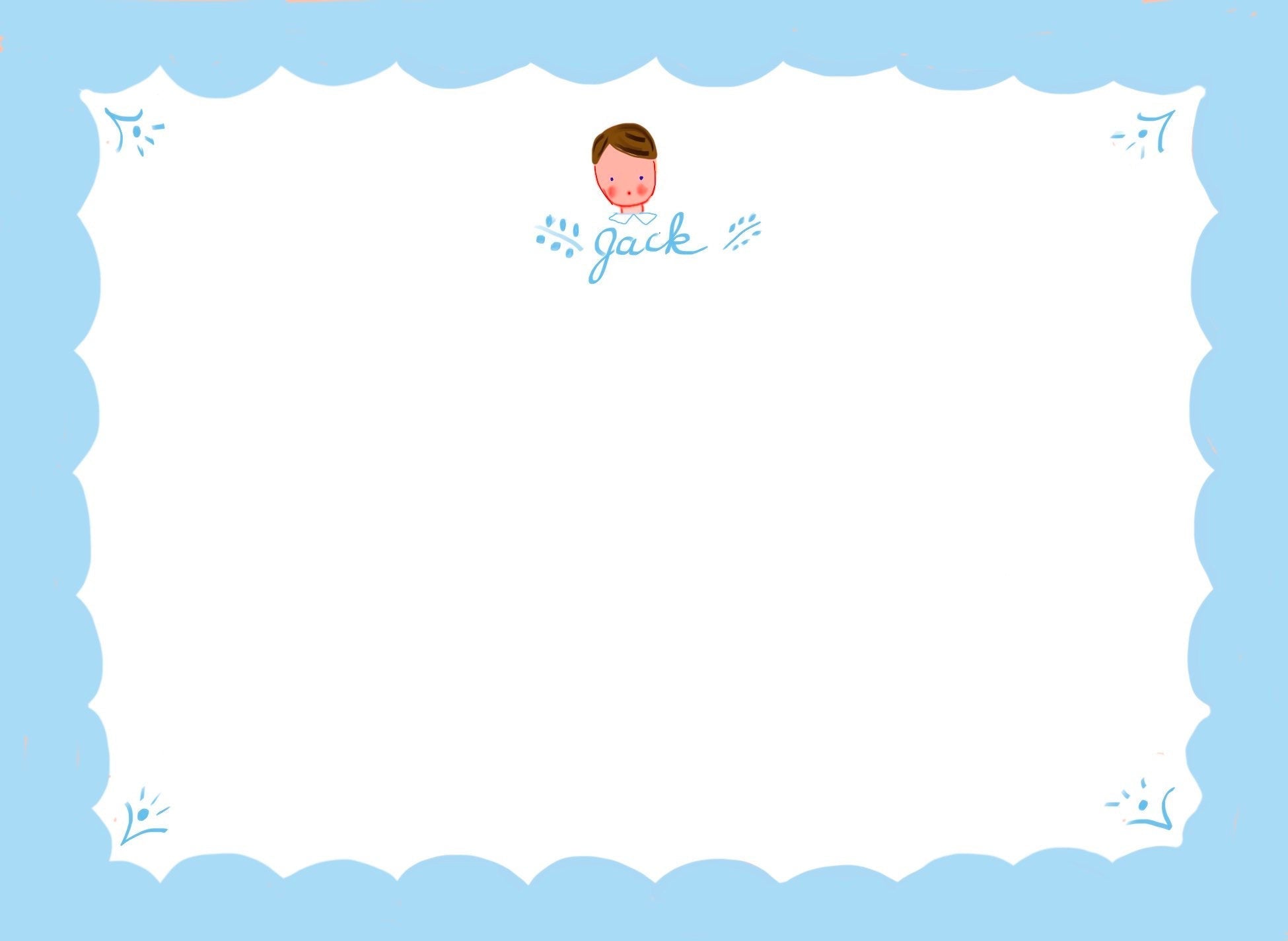 Personalized Notecards with Envelopes - Blue Scallop Boy - Premium  from Tricia Lowenfield Shop 