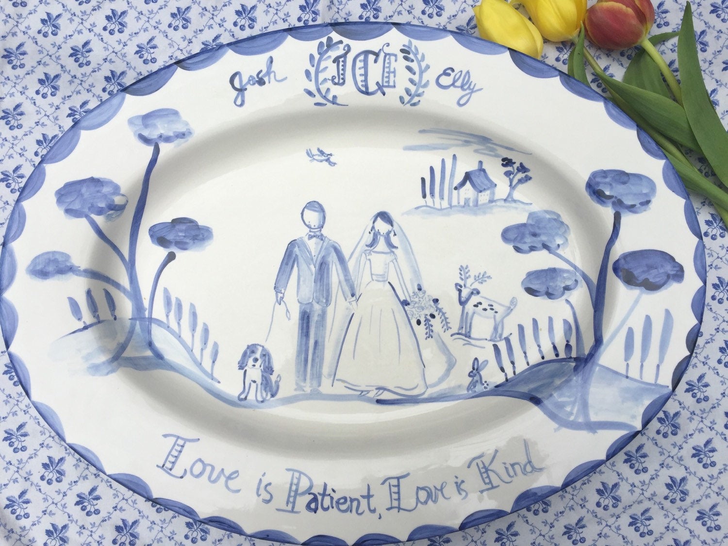 Large Custom Platter - Love is Patient, Love is Kind - Tricia Lowenfield Design