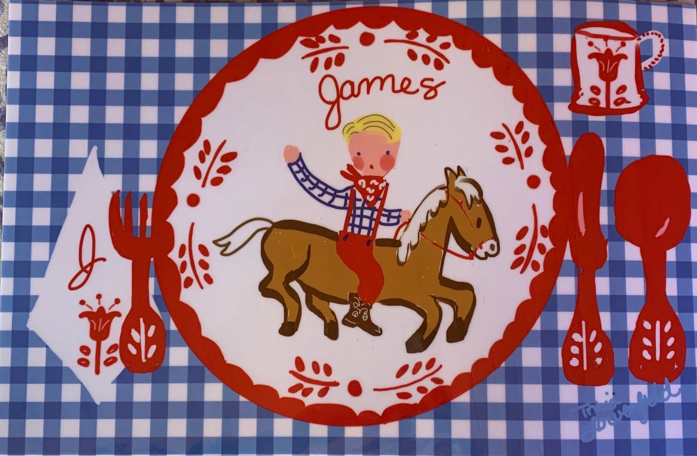 Laminated Placemat - Cowboy - Premium  from Tricia Lowenfield Shop 