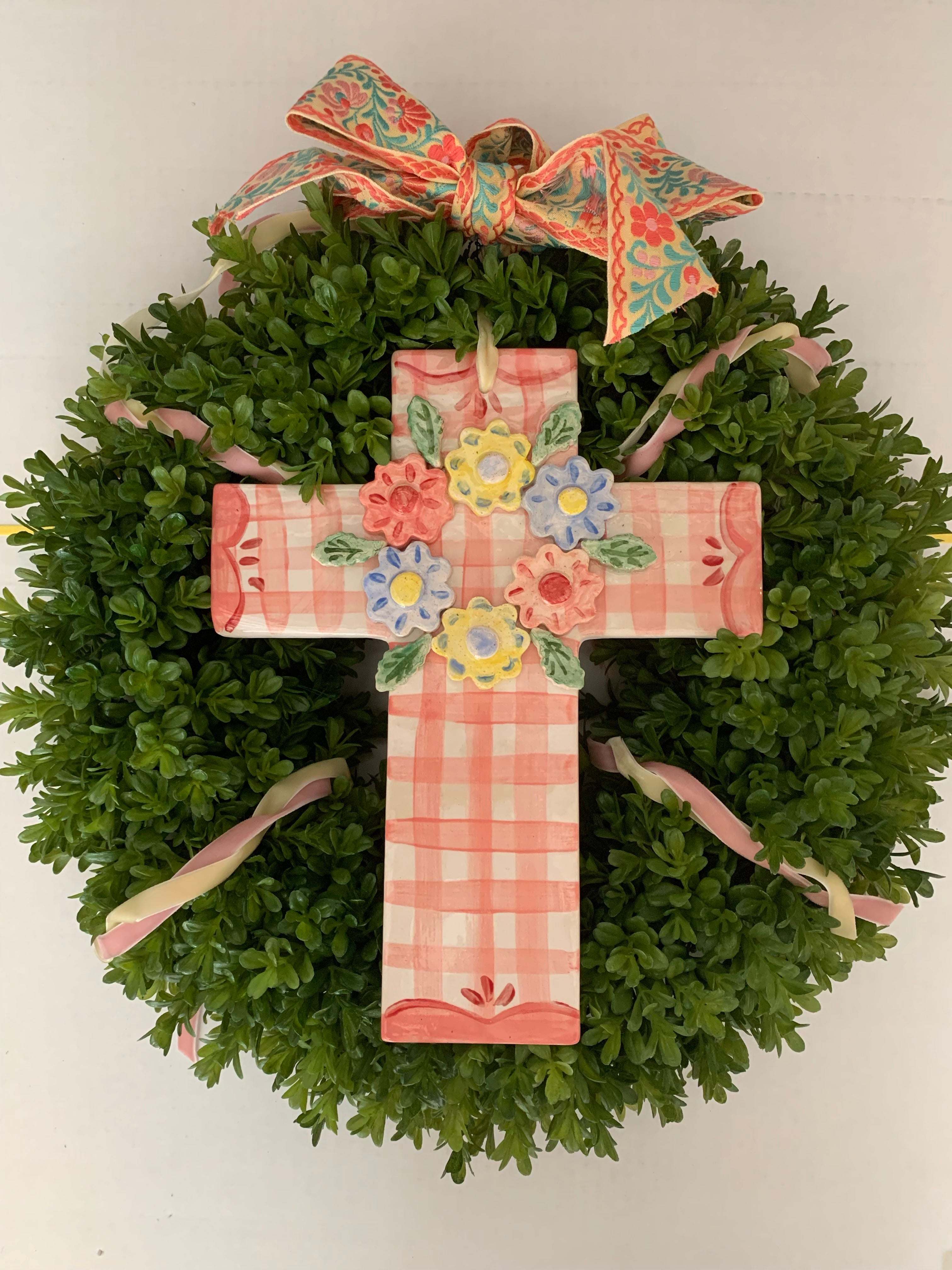 Wreath with gingham cross - Premium  from Tricia Lowenfield Design 