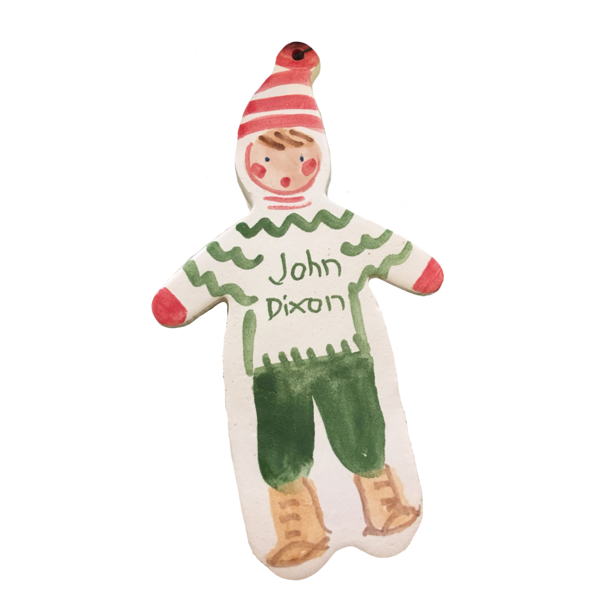 Christmas Boy Ornament - green - Premium  from Tricia Lowenfield Shop 